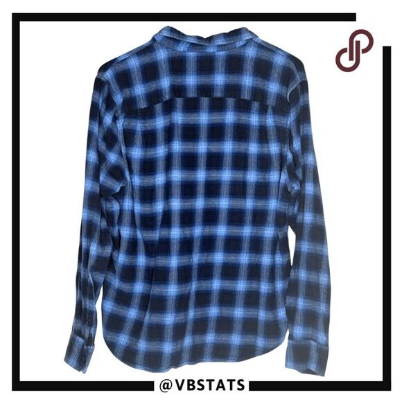 Lucky Brand Men's Plaid Collared Long Sleeve Flannel Button Up Shirt Blue Large - Picture 2 of 8